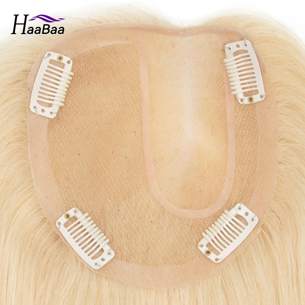 Mono Lace Human Hair Pieces Women Topper Natural 10-16 Inch Side Part 12X14cm Blonde Human Hair Topper 100% Real Human Hair