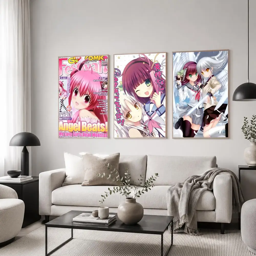 Anime Angel Beats Poster Classic Poster HD Art Sticky Wall Waterproof Home Living Room Bedroom  Aesthetic Decoration