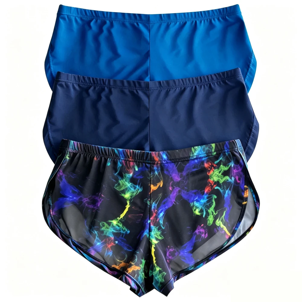 Men Galaxy Smoke Print Split Hem Ice Silk Trunks Low Rise Quick Dry Slim Lounge Shorts Lightweight Breathable Underwear for Gym