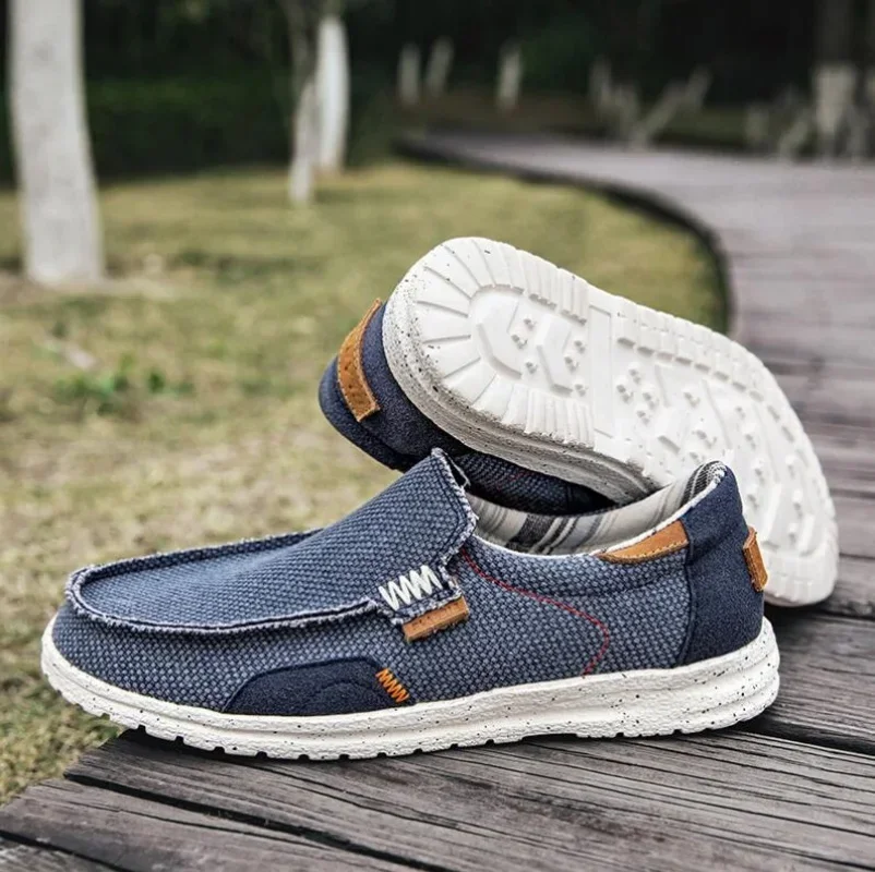 Summer Breathable Canvas Shoes Men Loafers Slip On Light Sneakers Comfty Casual Men Shoes Lightweight Flats Men Walking Zapatos