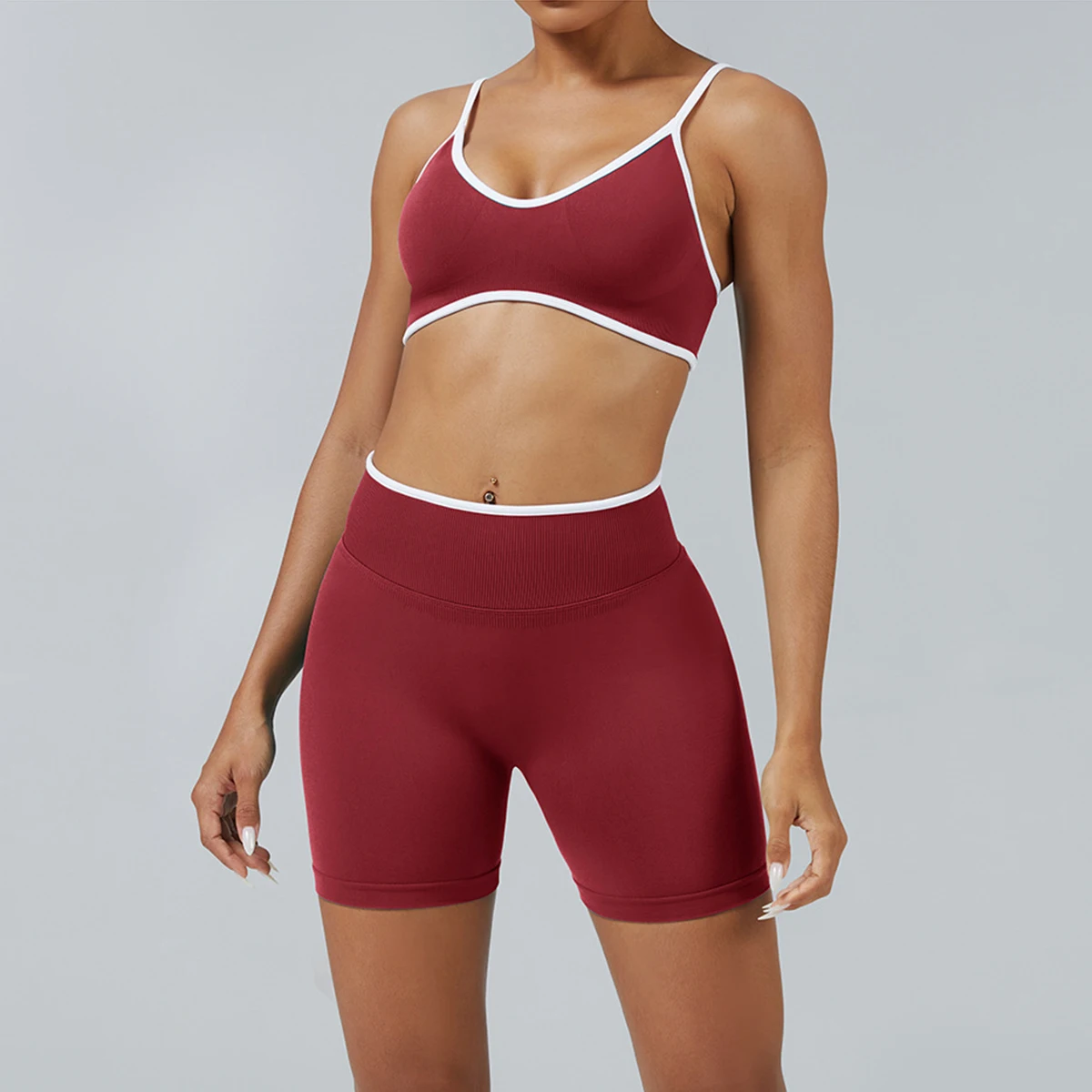 

2 Pieces Yoga Set Women Seamless Gym Set Strappy Yoga Bra and Workout Scrunch Sports Shorts Suit Sportswear Fitness Tracksuit