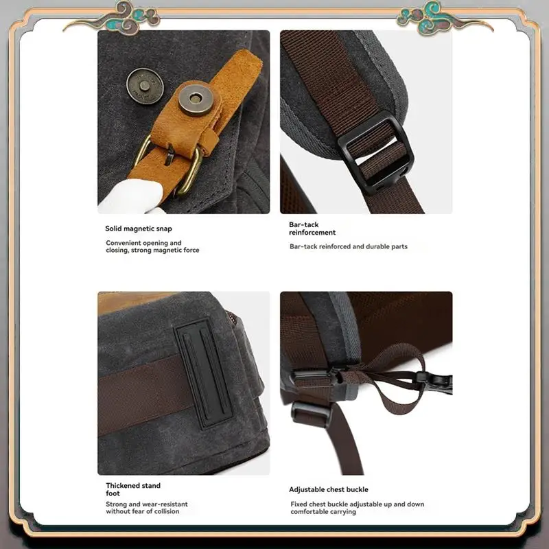 

Camera Backpack SLR/Mirrorless Photography Camera Bag Waterproof Leather With Laptop Compartment Tripod Holder C
