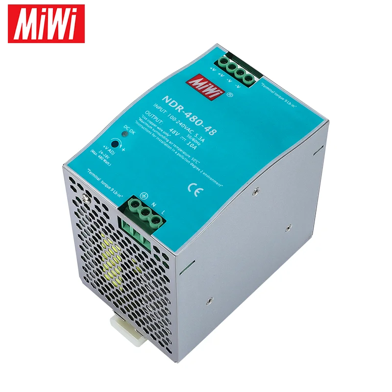 NDR-480W 48V 220VAC For Industrial DIN Rail Switching Power Supply Adapter Single Output AC DC