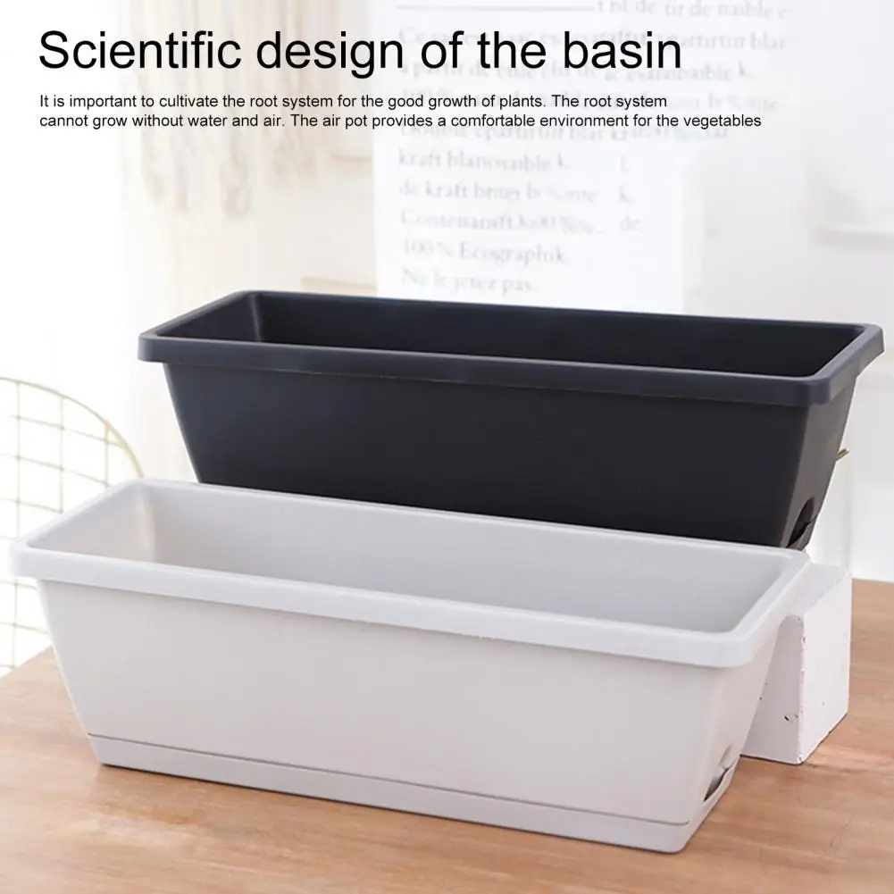 Maceta Rectangular de gran capacidad, resistente al impacto, diseño de orificio de drenaje, alféizar de ventana, maceta de verduras, caja de maceta,