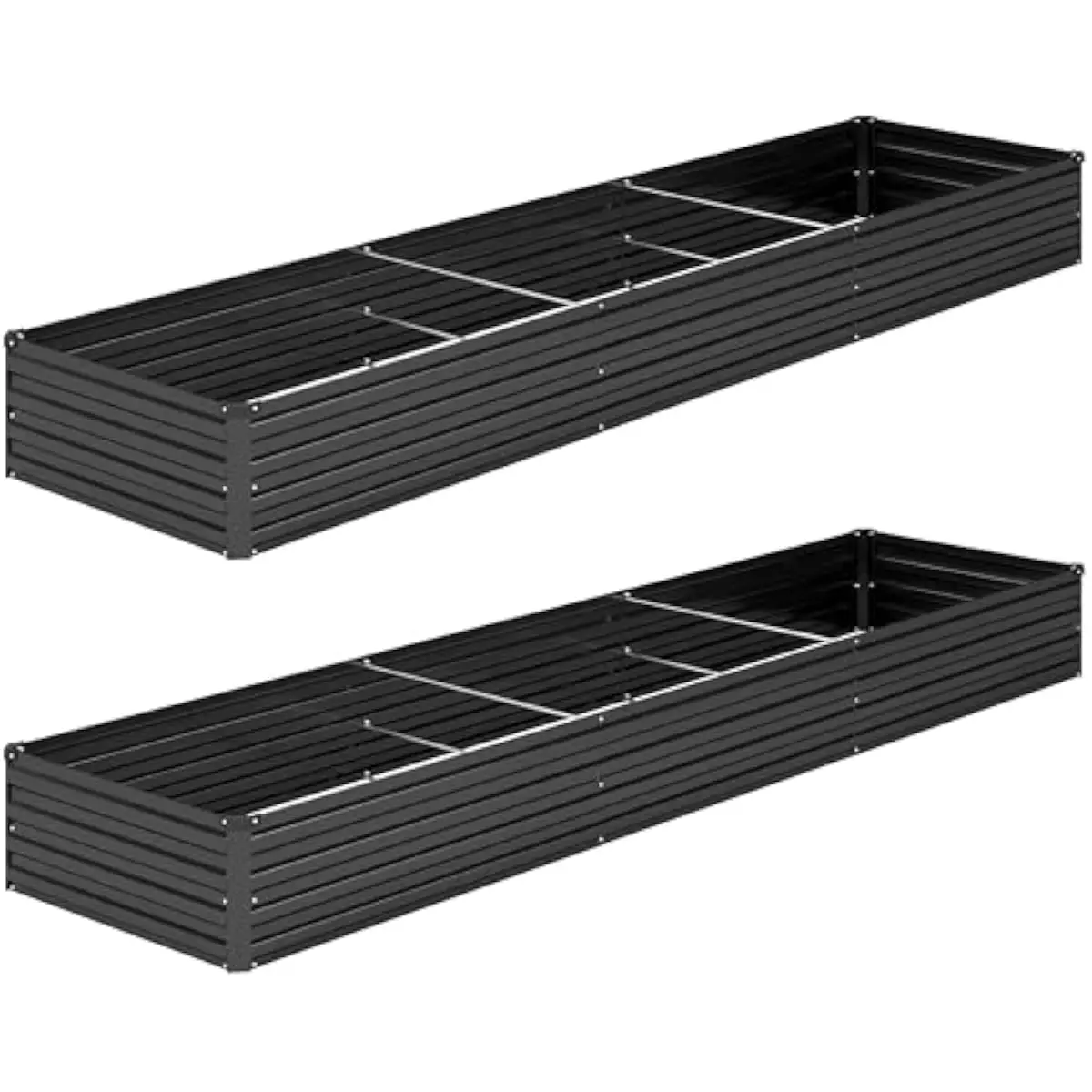 2PCS Galvanized Steel Raised Garden Bed Set 144x24x12 Inches Outdoor Planting Box for Vegetables Fruits Herbs Durable Corrosion