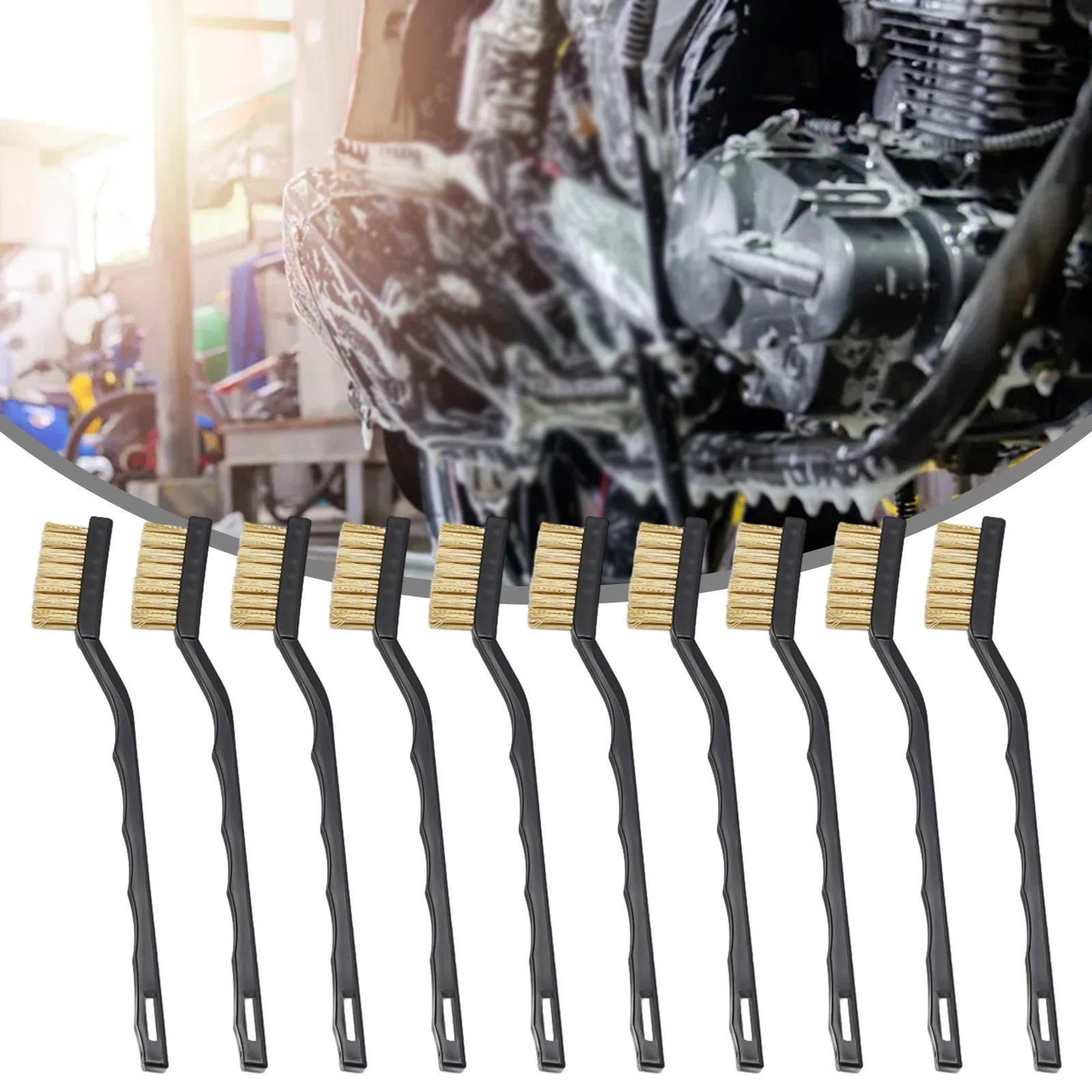 10 Pcs 7inch Remove Rust Brush Brass Cleaning Polishing Metal Brushes Brass Wire Steel Wire Nylon Brush Clean Tools