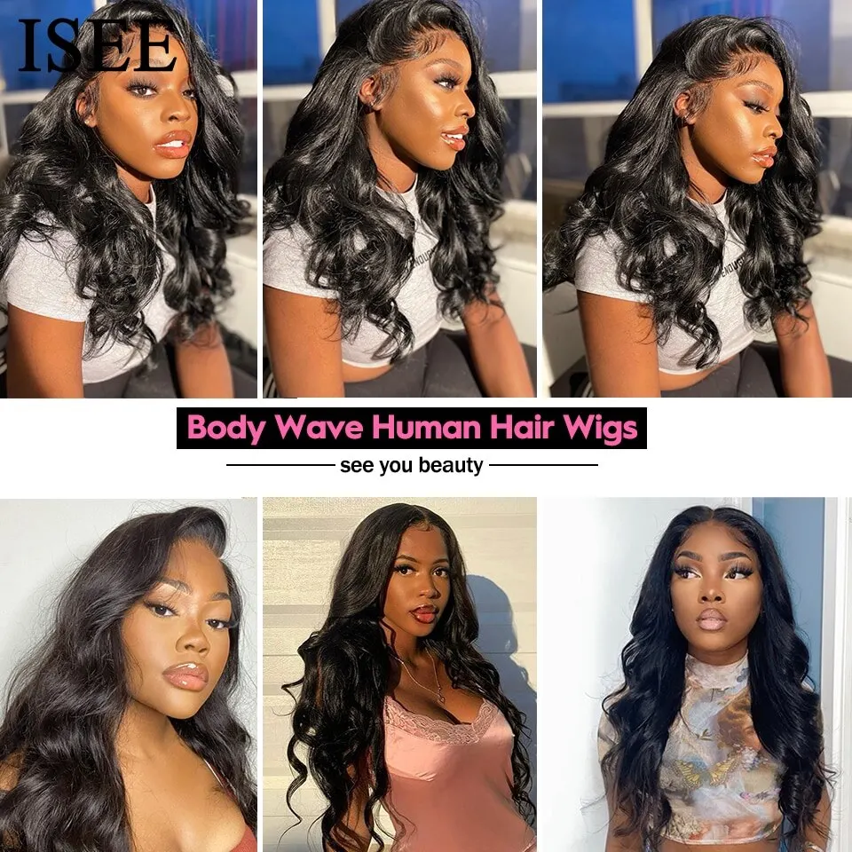 Peruvian Body Wave Human Hair Wigs U Part Wigs For Women Human Hair 180% Density ISEE HAIR U Shape Wigs Glueless Wigs