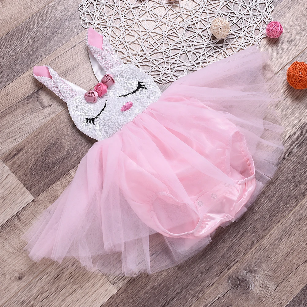 

Pink Princess Dress Girls Easter Rabbit Mesh Skirt Party Costume Cosplay Outfit Birthday Banquet Ball Wear Fit For 100Cm Height