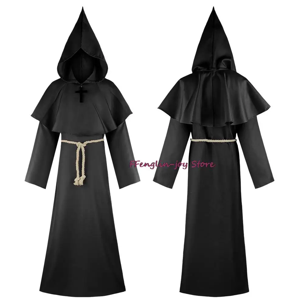 

Religious Medieval Monk Robe Hooded Cowl With Shawl Cape Adult Outfit For Halloween Cosplay Events