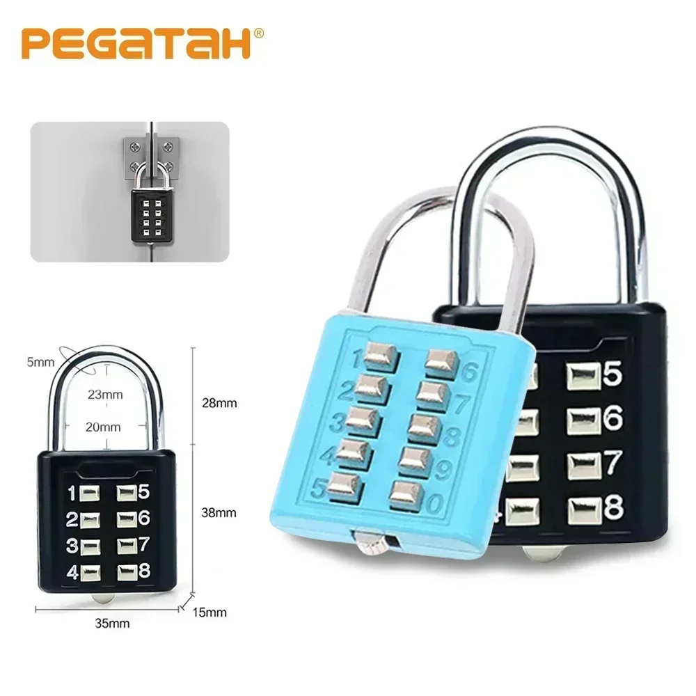 8 Digits Password Code Combination Padlock Zinc Alloy Suitcase for Luggage Travel Code Anti-thieft Lock Code Keyed Smart Lock