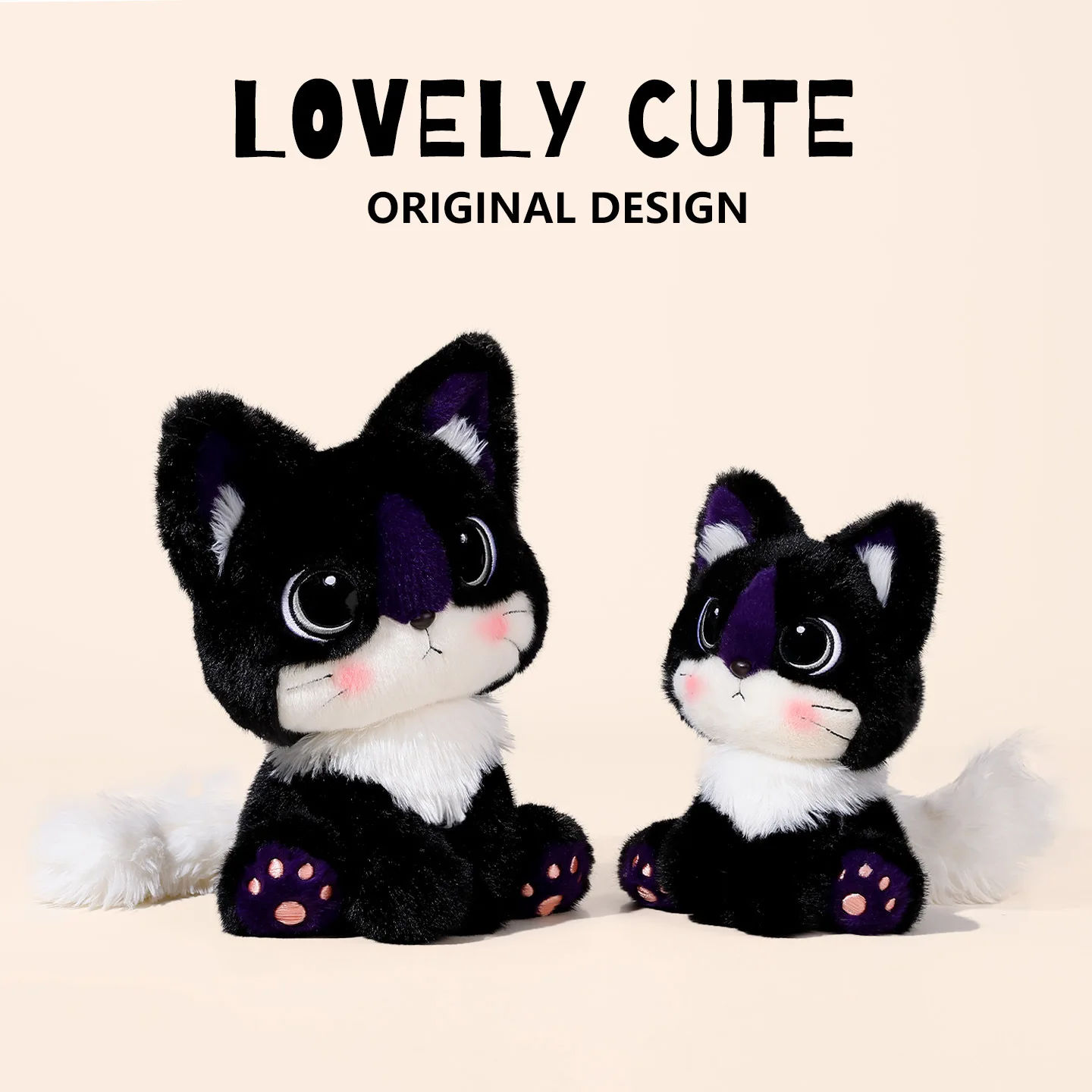 

25cmSoft toy simulation small cat cartoon plush doll, cute and adorable pet Mickey cat, girls' gift doll, plush toy.