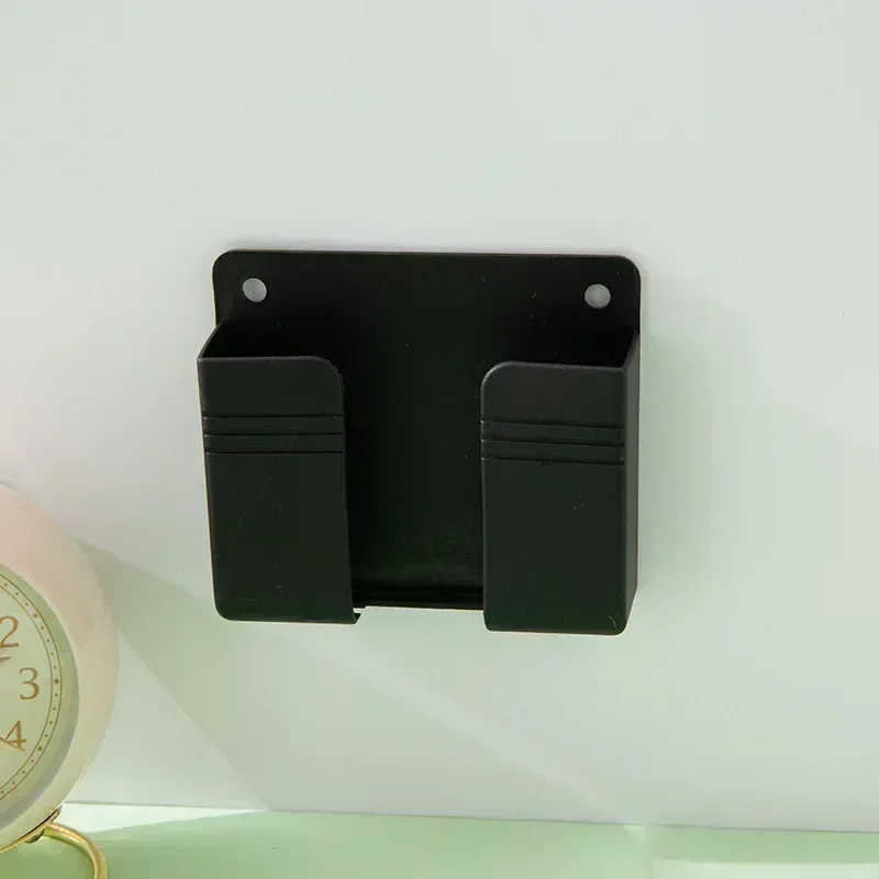 2pcs Punchless Wall Mounted Mobile Phone Charging Case Bracket Pasted Remote Control Base Bathroom Storage Rack holder