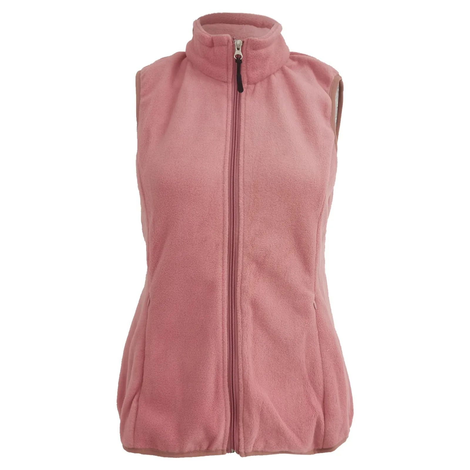 Vrouwen Opstaande Kraag Fluwelen Jas Herfst Winter Pluche Fleece Mouwloos Vest Met Rits Met Zakken Bovenkleding 2023 Gilet Tops