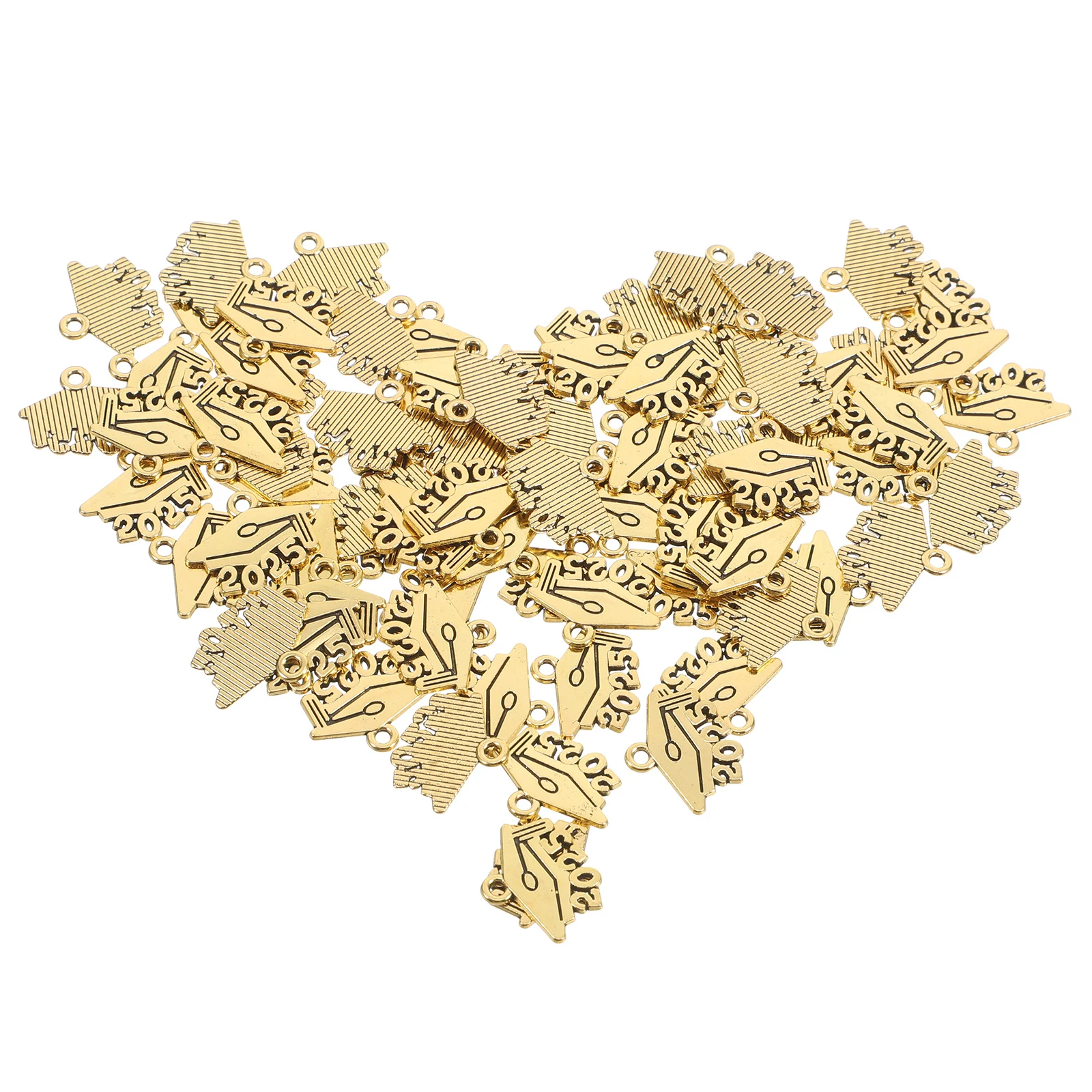 

100pcs Graduation Cap Pendant Alloy Jewelry Charm Decorations Durable Material Creative DIY Projects Year 2025 Necklace