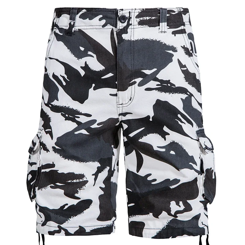 Men's Camo Shorts Summer Casual Half Pants Camouflage Outdoor Sports Short Pants Side Pocket Cotton Breathable Shorts