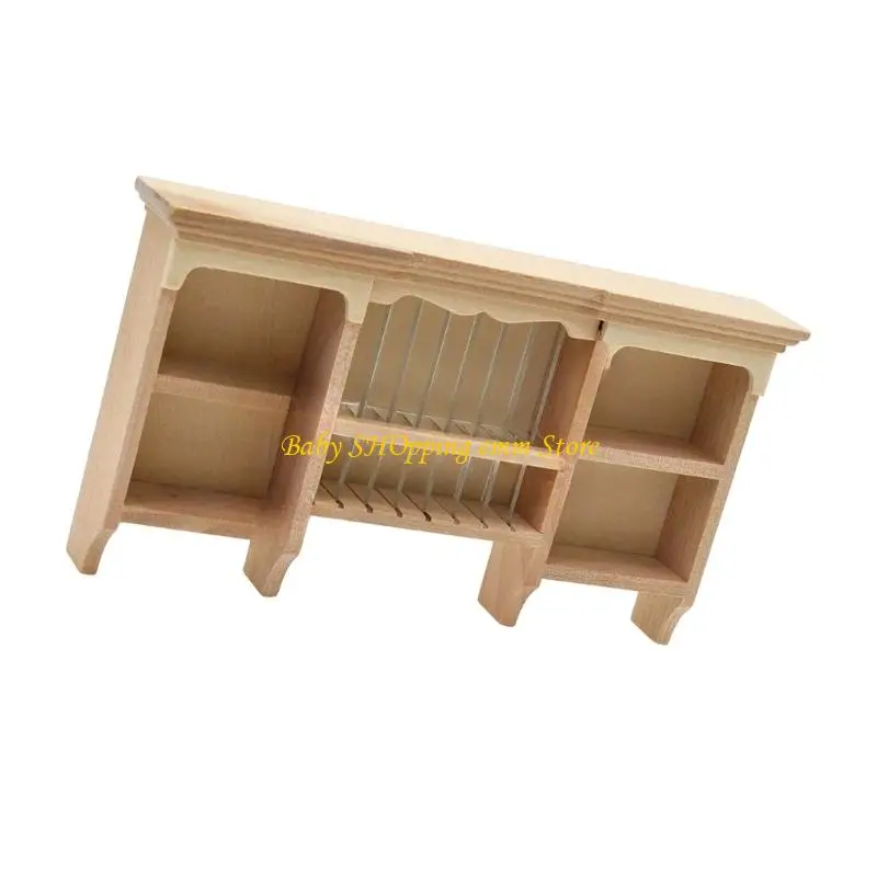 23GD 미니어처 주방 벽 마운트 캐비닛 인형 집 장식 스토리지 선반 어린이 크리 에이 티브 플레이 장면 설정 액세서리