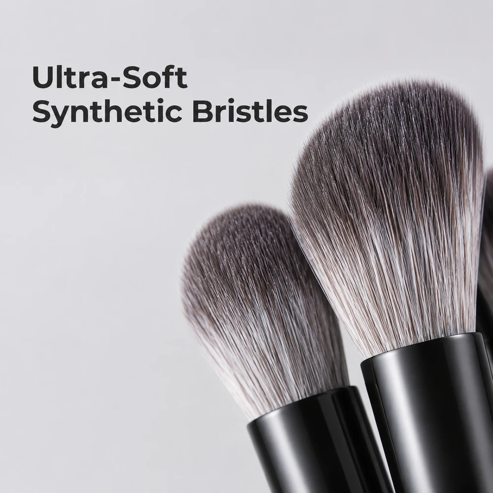 Professional Eye Makeup Brushes 10Pcs Set Soft Black Bristle Eyeshadow Blending Under Eye Liner Knife Edge Detailing
