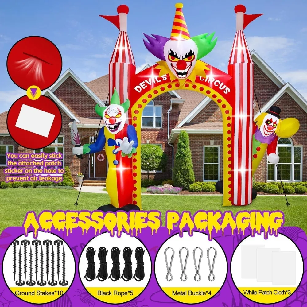 ديكورات الهالوين الخارجية القابلة للنفخ للمهرج المخيف العملاق #6