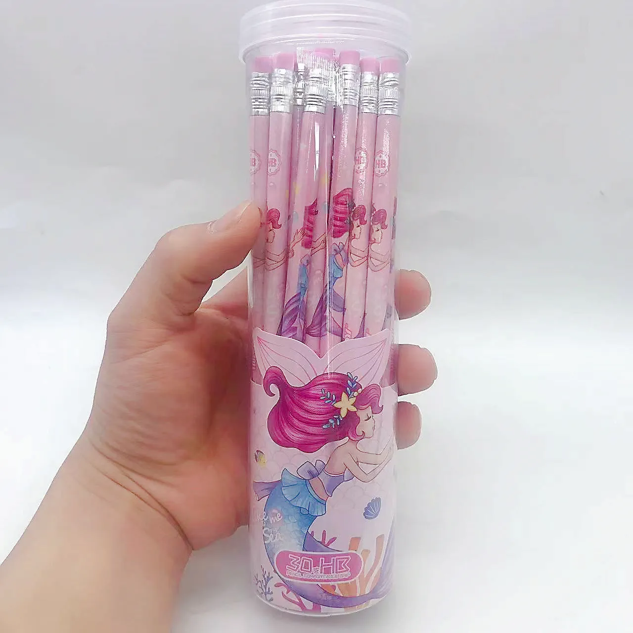 12 Barrels of Disney Mermaid Princess 30 Pack Pencils with Eraser Cartoon HB Writing Pen School Supplies Sketch Pencil Prize