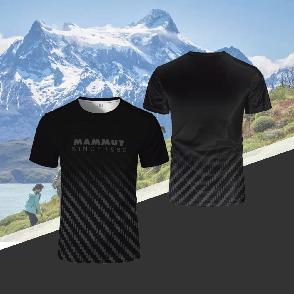 New men's outdoor breathable running T-shirts Fashion 3D printed casual wear Hiking climbing camping quick-dry short-sleeved Tee