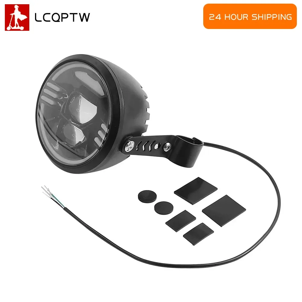 

12 В-48 В водонепроницаемый передний фонарик для электронного велосипеда, светодиодная фара, ближний свет, дальний свет, аксессуары, запасные части