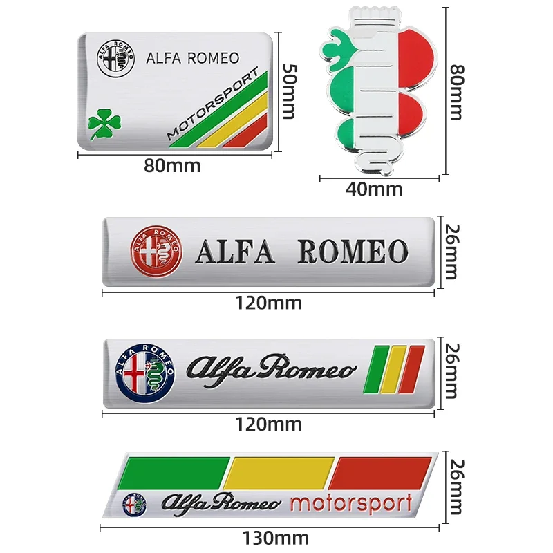 ملصق شعار البرسيم بأربع أوراق خضراء لسيارة ألفا روميو 147 156 166 159 ميتو جيوليتا جوليا سبايدر ملصق شارة الجسم للحاجز الجانبي للسيارة #3