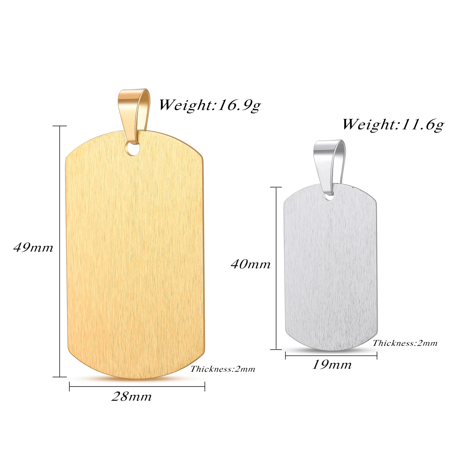 10 stks Rvs Militaire Leger Stijl ID Blank Dog Tags Hanger Rechthoek Ketting Sieraden Accessoires Dropship