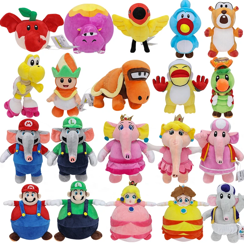 Super Mario Wonder peluche elefante palloncino Mario Luigi principessa pesca morbida bambola di pezza giocattoli bambini compleanno regali di natale