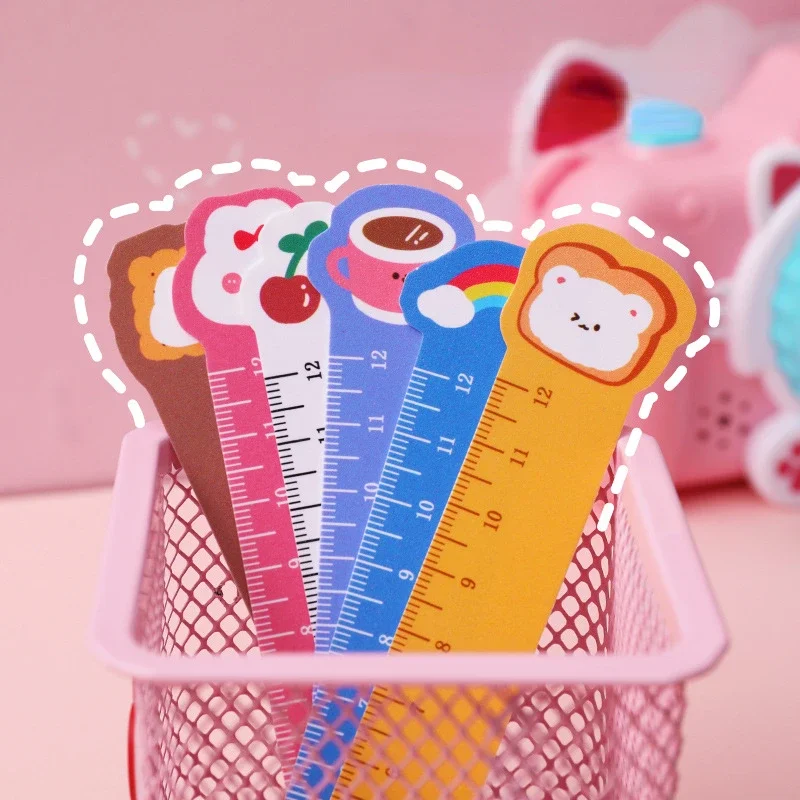 Cute 12cm Straight Ruler, Creative Bookmark, Cute Students Stationery, Kids Gift, 5pcs