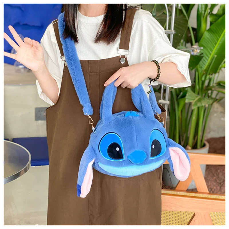 Disney New Lilo & Stitch  Toys Kawaii Plush Messenger Bag Girl Handbag Anime Stuffed Toys Children Cartoon Plushie Soft Bag