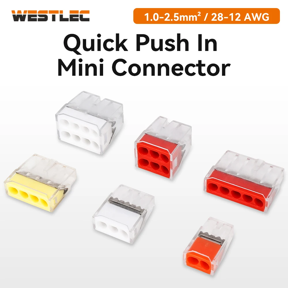 WESTLEC Universal Quick Connect Terminal Block 1.0-2.5mm² 25A 400V Fast Splice Electrical Wire Connector KV773-20
