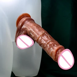 XXL Soft Thick Real Veins Dildo Adult Sex Toy For Women Foreskin Penis Anal Ultra simulated medical silicone Flesh Big Suction