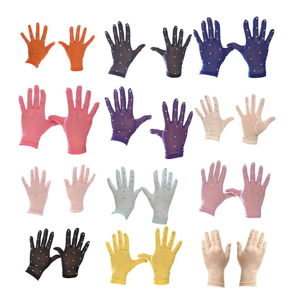 

Перчатки для фигурного катания для женщин и девочек с мягкой дышащей сеткой и термостойкими стразами для тренировок и экзаменов