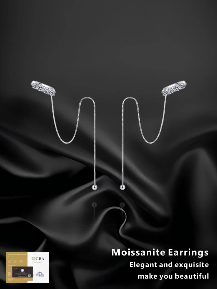 

Silver earrings jewelry GRA Moissanite 925 sterling silver earrings for Women's High-end romantic Light Luxury Design