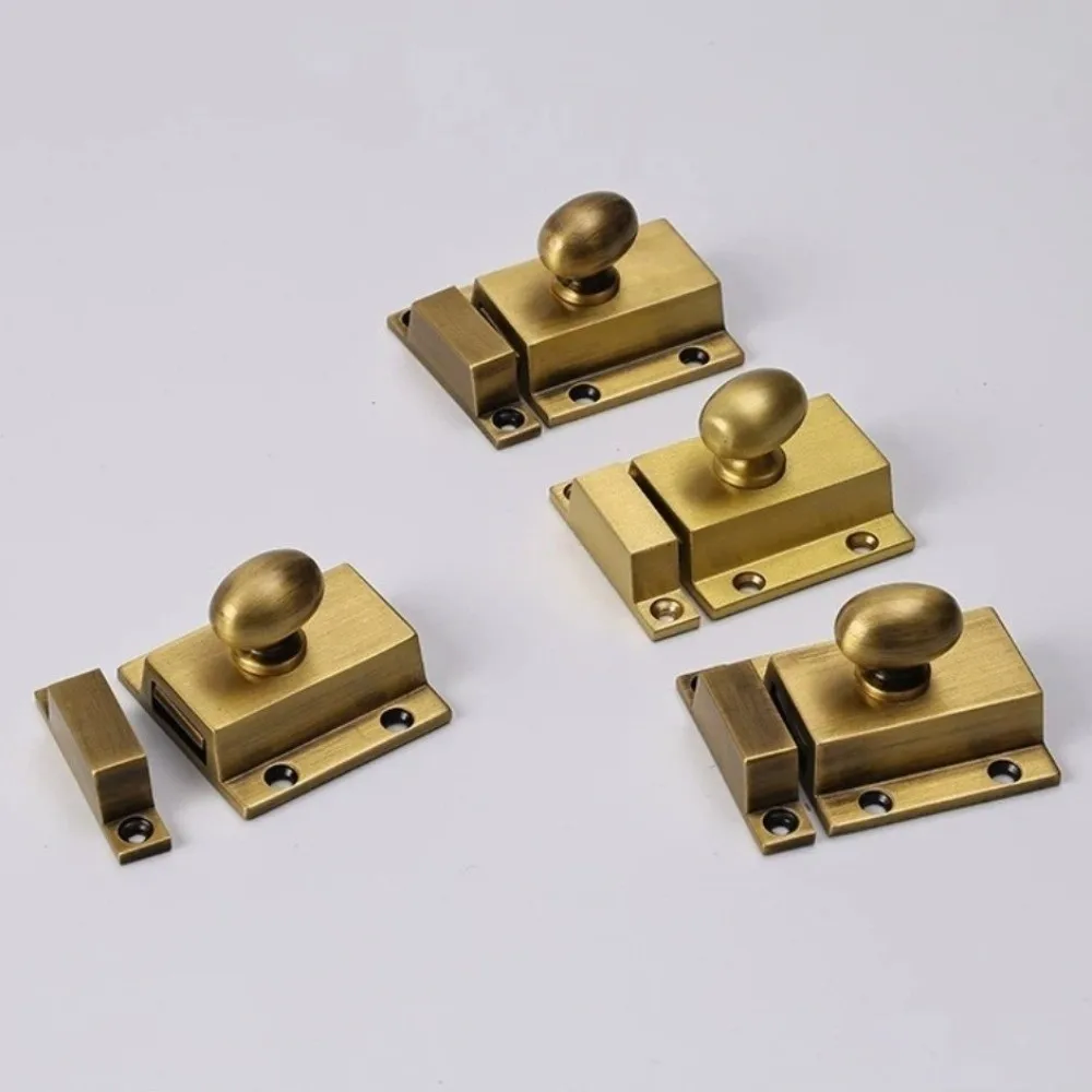 Solid Brass Cabinet Fastener Lock Thickened with Receiver Plate Furniture Door Bolt Mounted Hardware Cabinet Door Lock