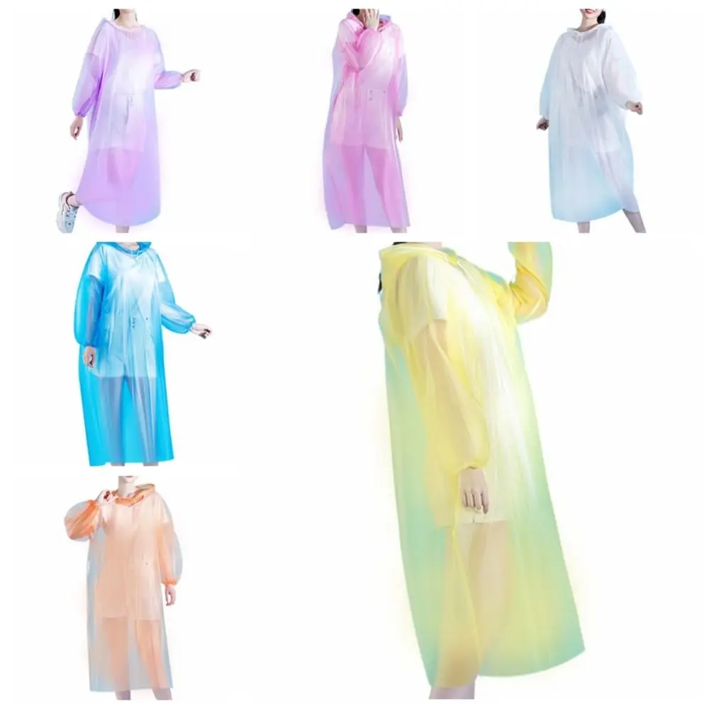 Fashion PVC Men's Rain Gear Transparent Waterproof Women Disposable Rainwear Pullover with Hood Emergency Rain Coat Adult