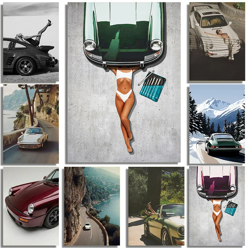 Minimalism Famous Sports Car Photography Poster Sexy Girl Alpine Drive Prints Canvas Painting Wall Art Pictures Home Room Decor