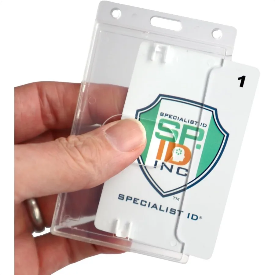 

3 Pack Crystal Clear Heavy Duty Badge Holder Vertical Hard Plastic ID Badge Holder for Badges Rigid Case Single I'd Protector A