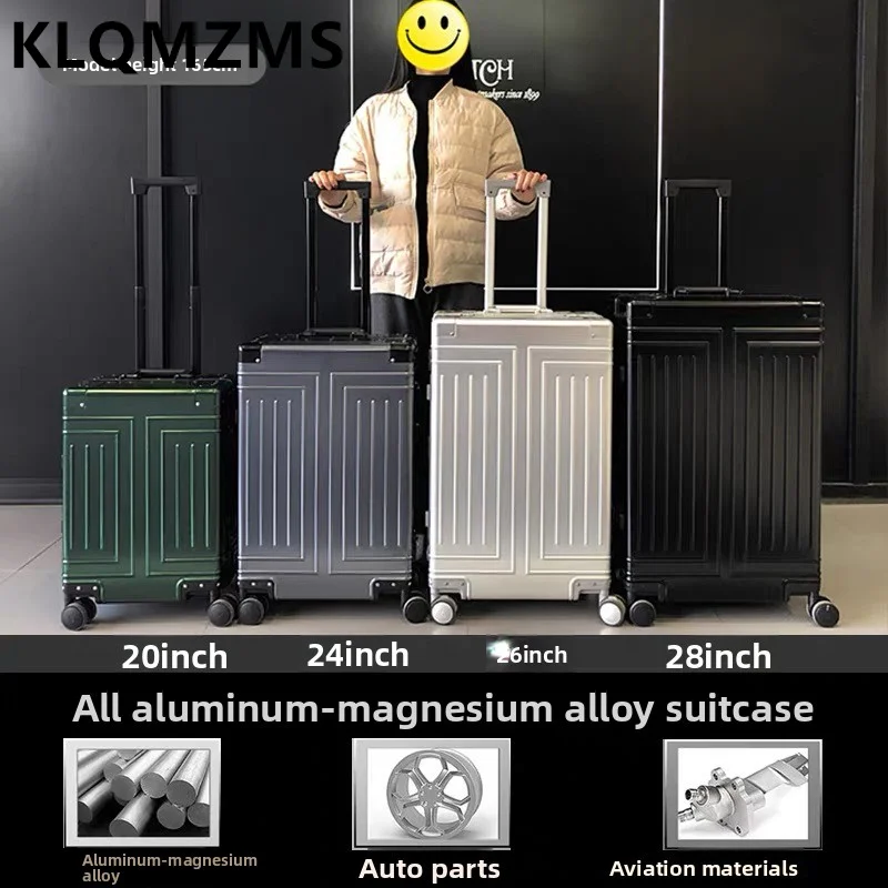 

KLQDZMS 20, 24, 26, 29-дюймовый чемодан для деловых поездок, полностью из алюминиево-магниевого сплава, вместительный чемодан для ручной клади