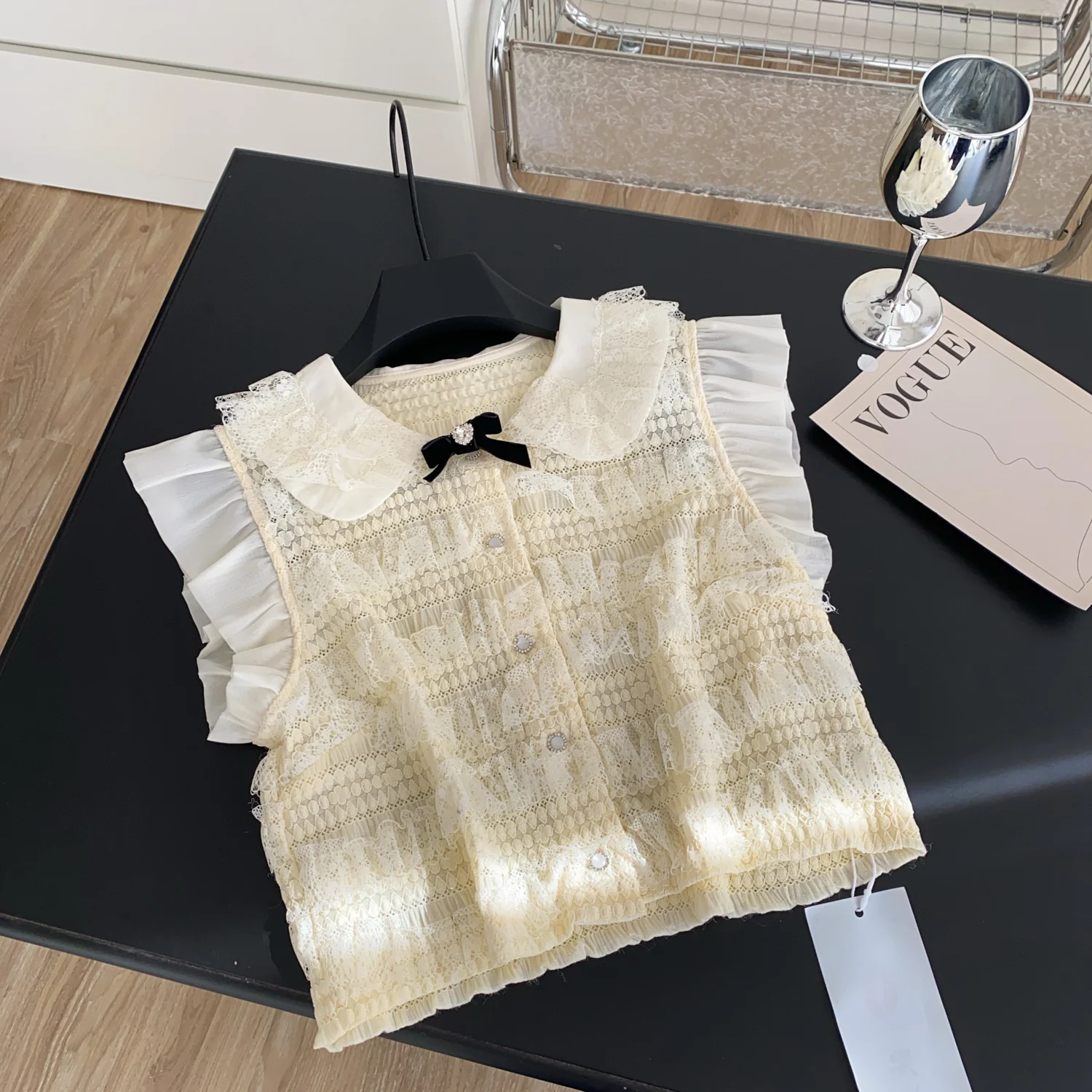 

Vintage Elegant short sleeve Edible Tree Fungus mesh Blouse Fashion Shirt Casual Chic Top Fairy Summer Women Shirt