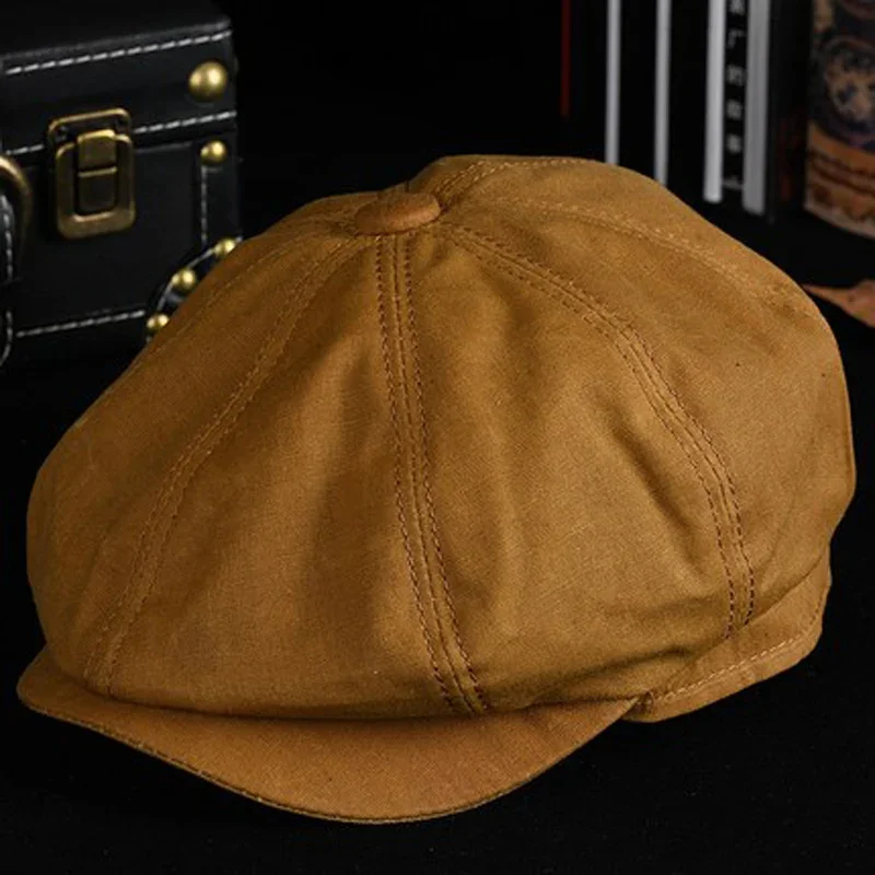 

Retro Beret Hat Men Women Canvas Turmeric Octagonal Caps British Fashion Peaked Newsboy Boina Cabbie Bonnet Mens Cap Hat
