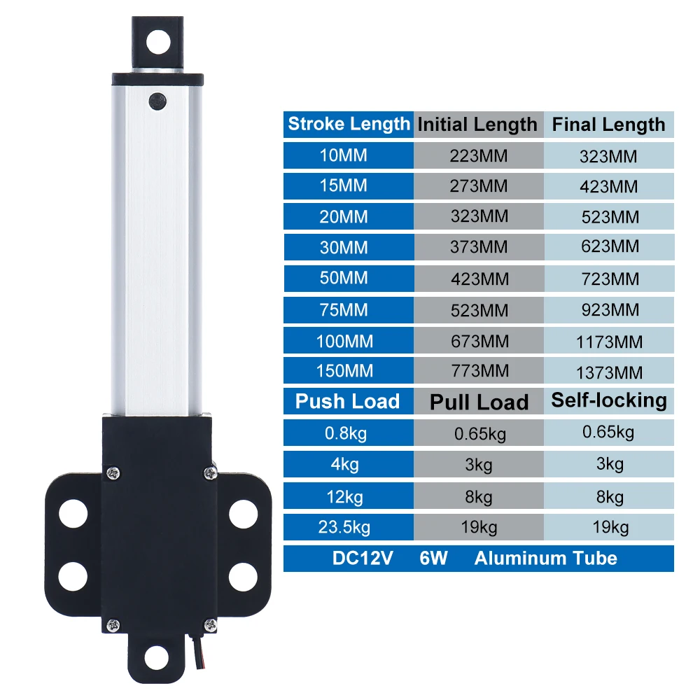 DHLA130-A2-12V linear actuator miniature electric telescopic push/pull rod aluminum shell motor for toy box/car/solar system