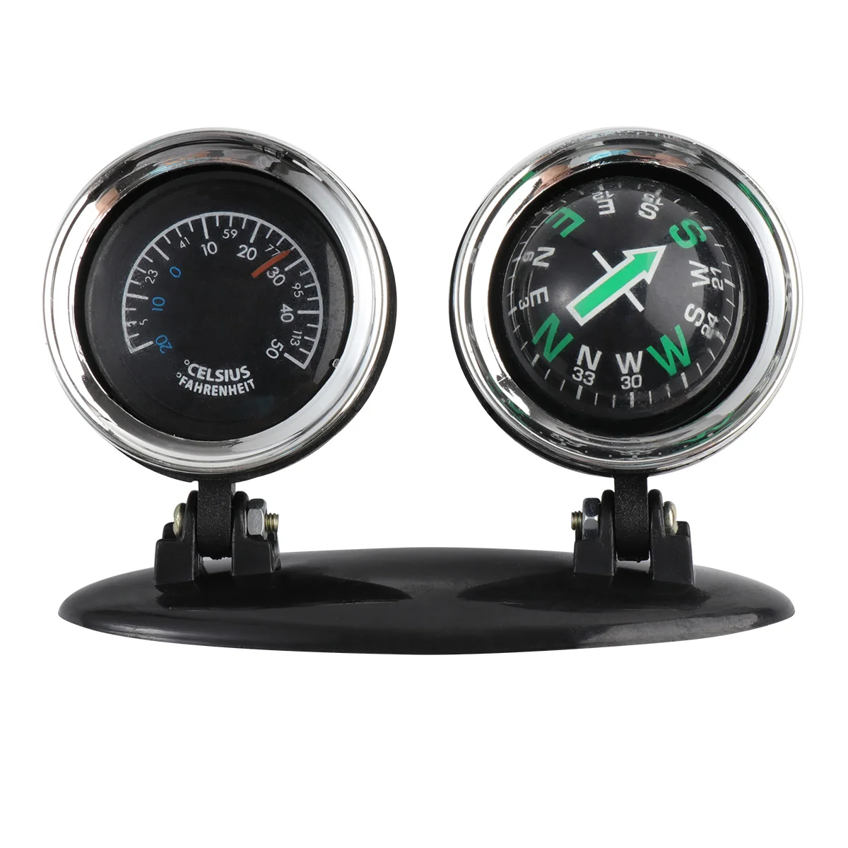

Car Guide Ball Compass Dashboard Thermometer Ornaments 360 Degree Direction Indicator Temperature Meter Navigation Tool Car