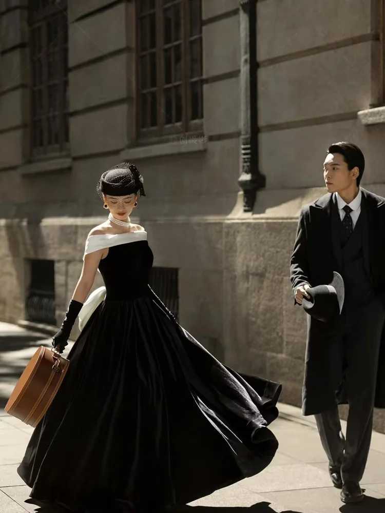 

Элегантное свадебное платье в стиле Хепберн для фотосессий, коллекция 2026: винтажное европейское модное портретное платье класса люкс для студийной съемки