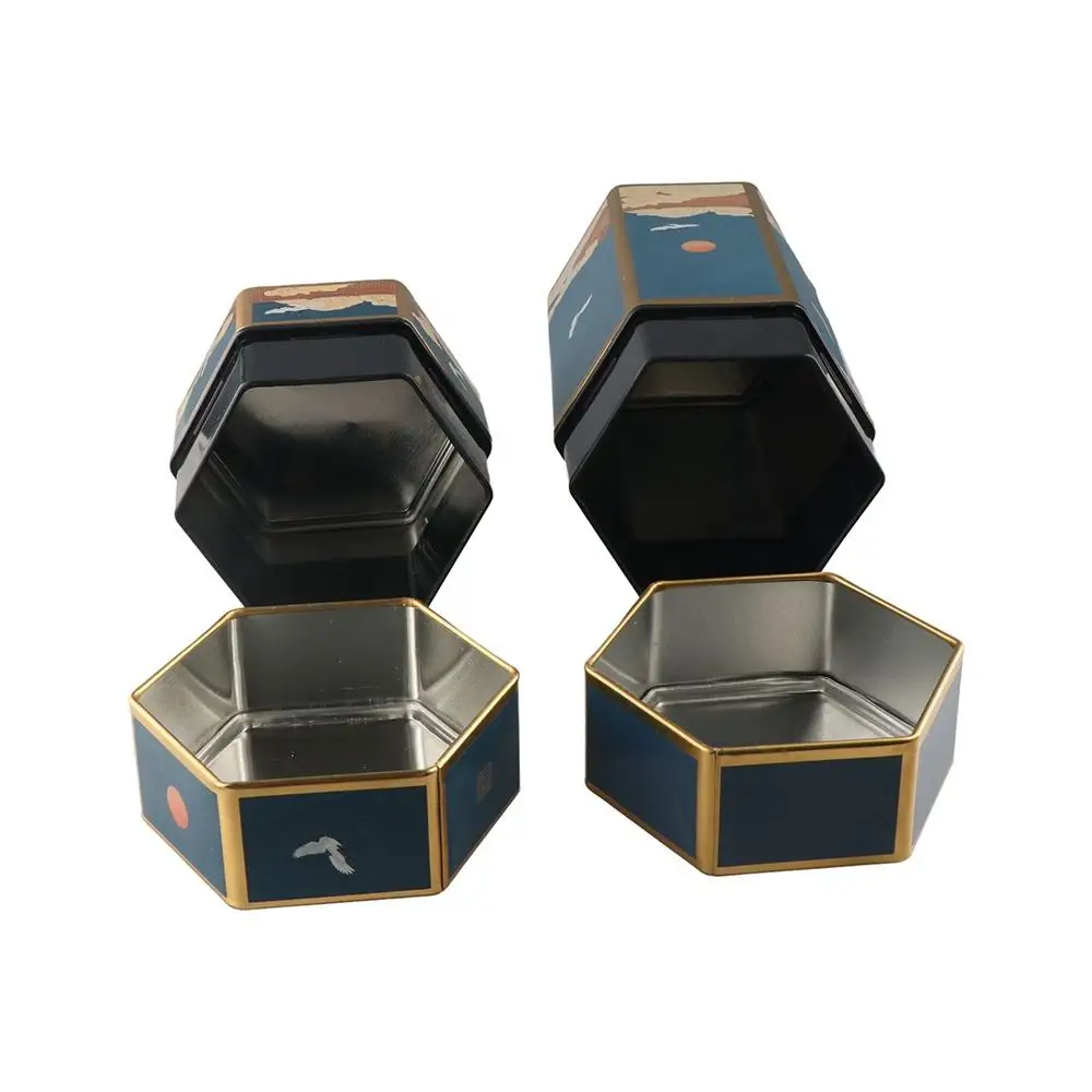 Portable Creative Tea Storage Container Hexagonal Sealed Empty Tea Box Tea Pot Tea Organizer Tea Storage Tank