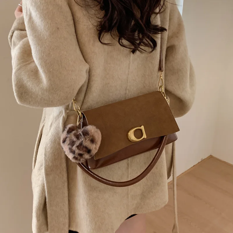 

Winter Atmosphere Hot Sale Luxury Fashion Matte Suede Small Bag Women's High-end Designer Texture Small Square Messenger Handbag