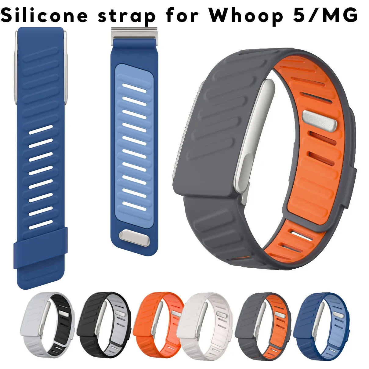 Sport Soft Silicone Band for Whoop 5.0 and Whoop MG Strap Adjustable Rubber Watchband Replacement Wrist Bracelet Belt