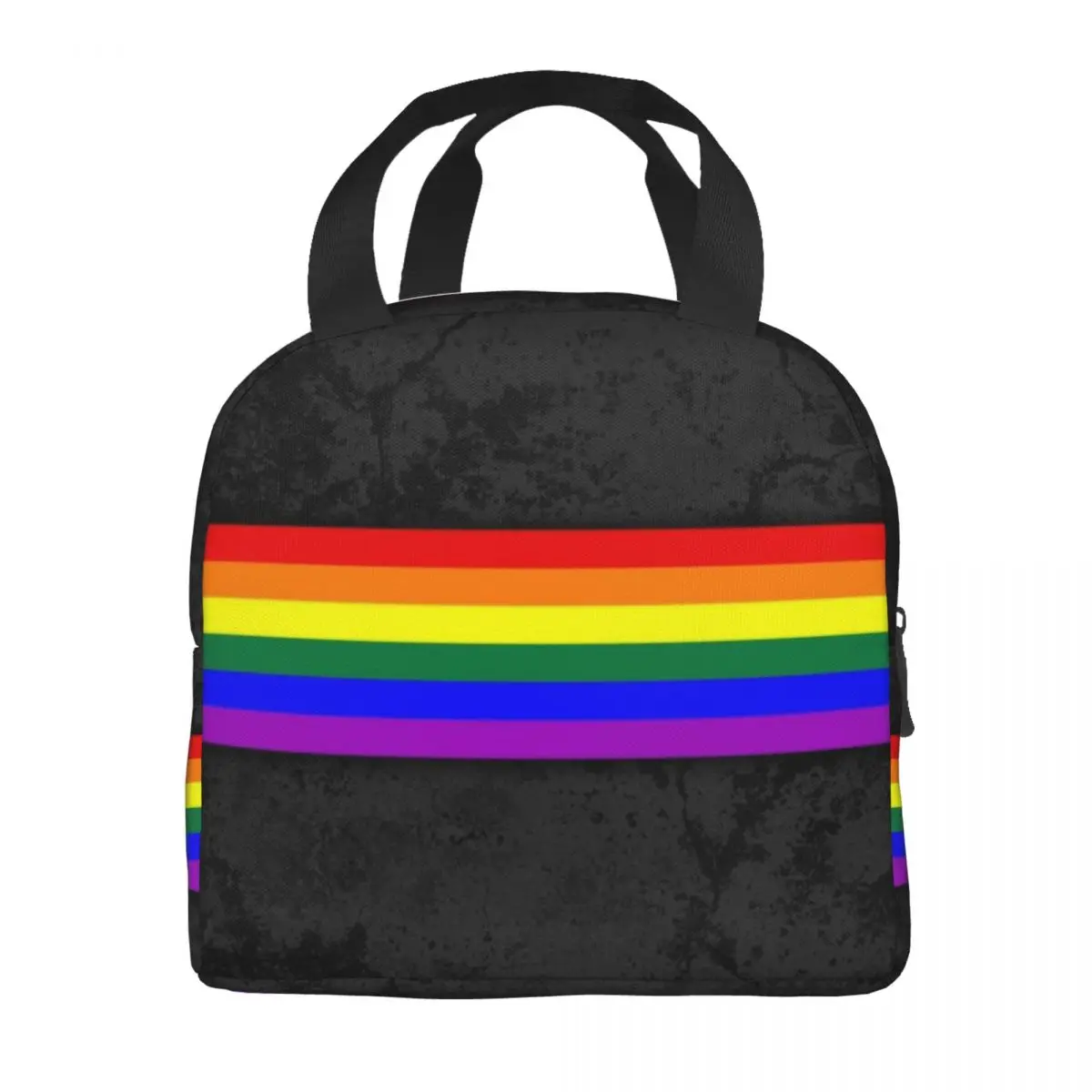 Custom Distressed LGBTQ Pride Flag Stripe Lunch Bag Men Women Cooler Thermal Insulated Lunch Boxes for Student School