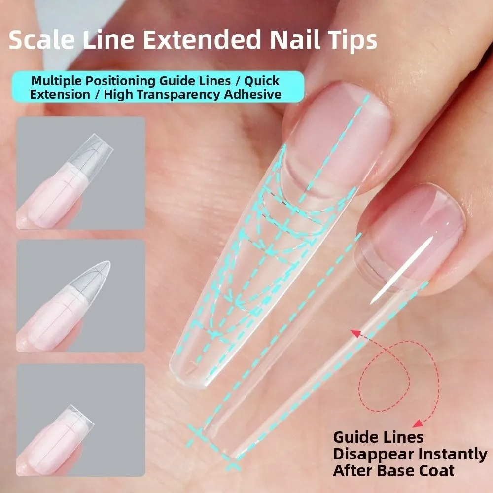 

Ultra-Thin Double-Sided Fake Nails with Auxiliary Line No-Trace Nail Tips Clear Extension False Nails