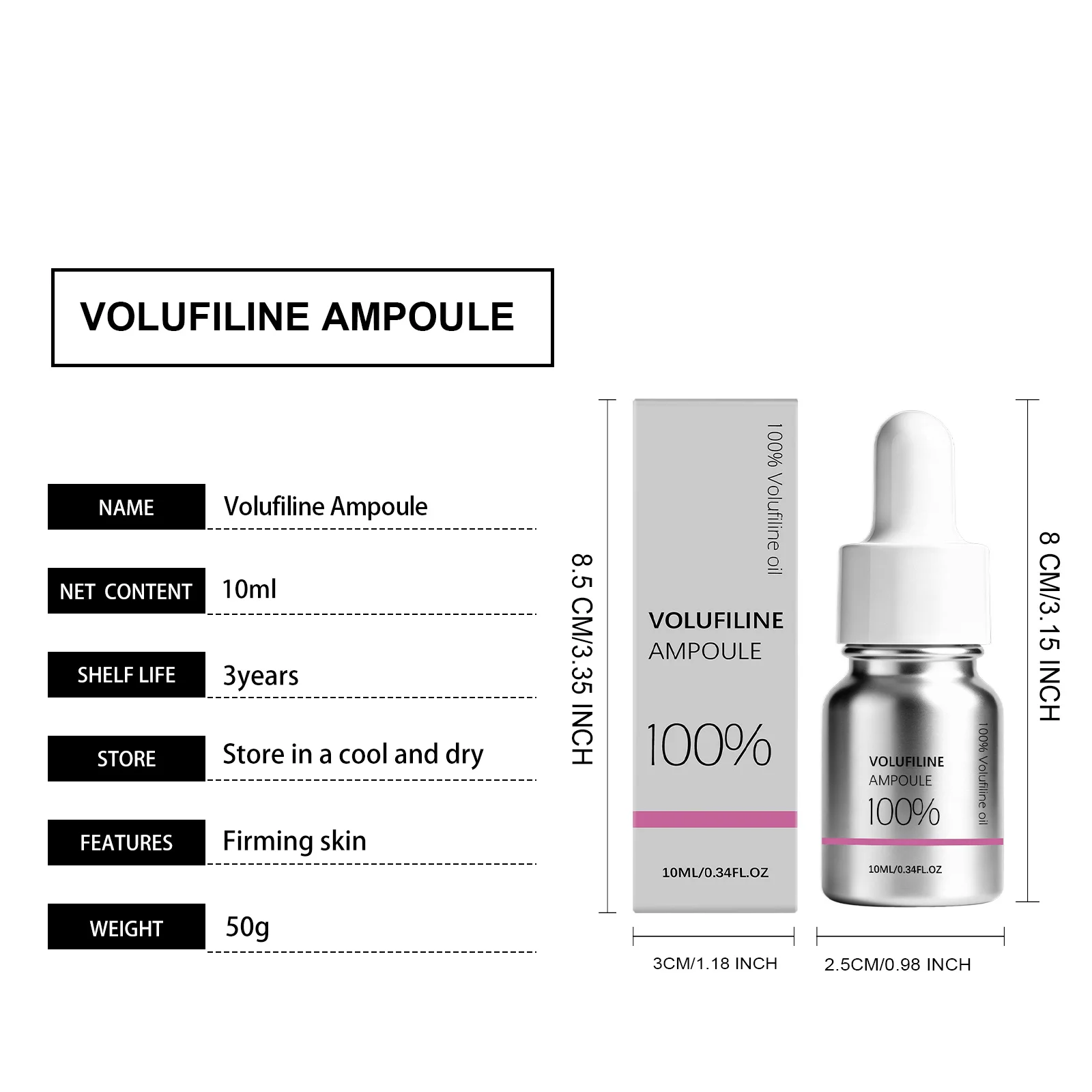 100% Volufiline Plumping Ampullen-Serum Feuchtigkeitsspendend Hautvolumen Steigern Glanz Verbessern Glatte Textur Schnell Einziehend Gesichtspflege 10ml – Detail 1